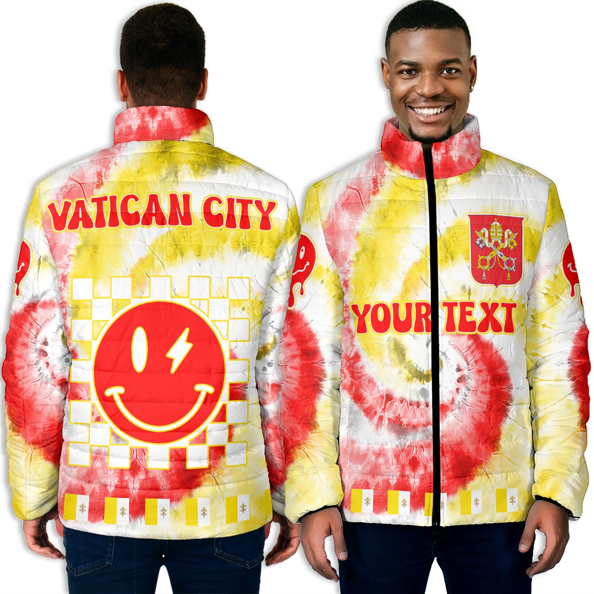 Vatican City Men Padded Jacket Custom Tie Dye Style 3