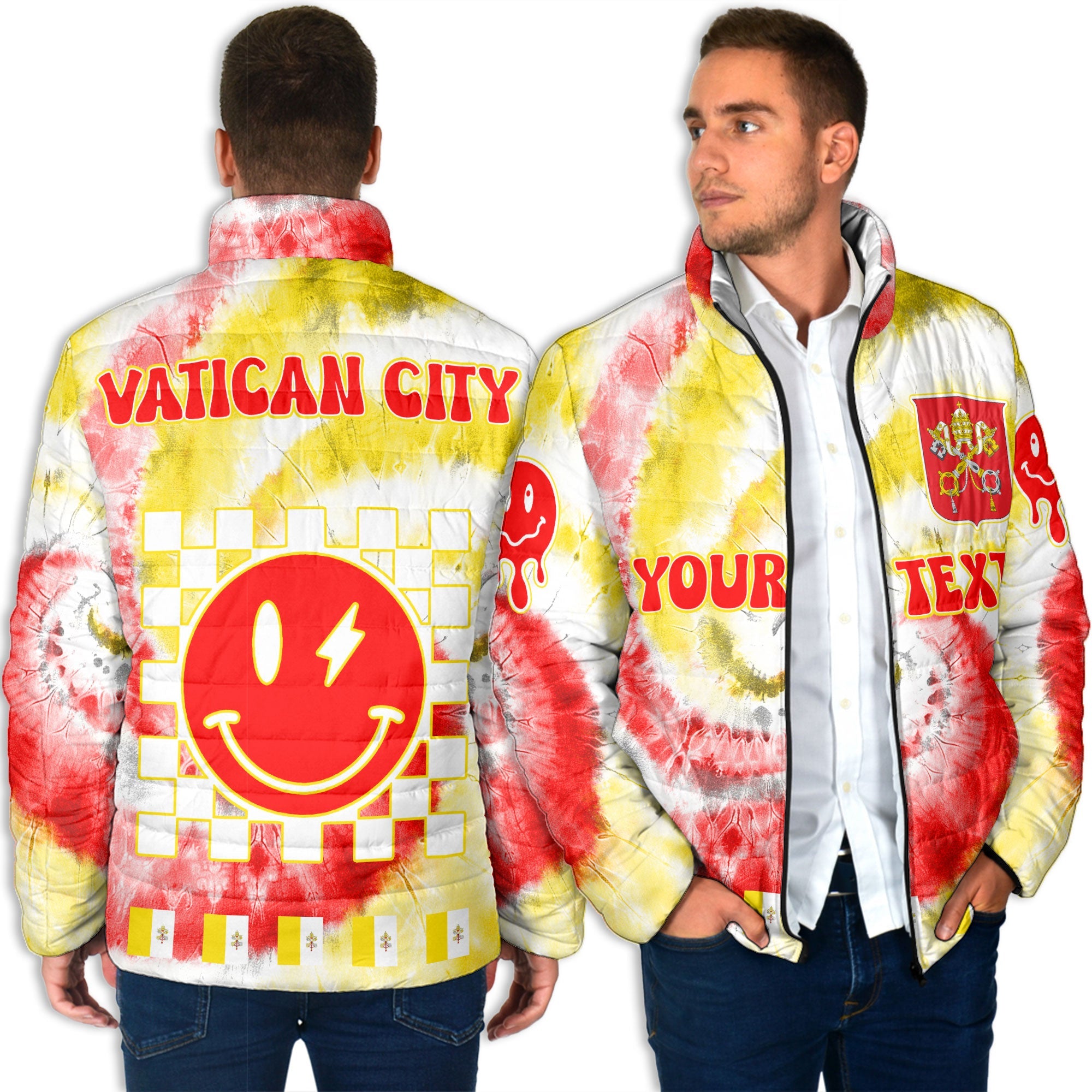 Vatican City Men Padded Jacket Custom Tie Dye Style 4