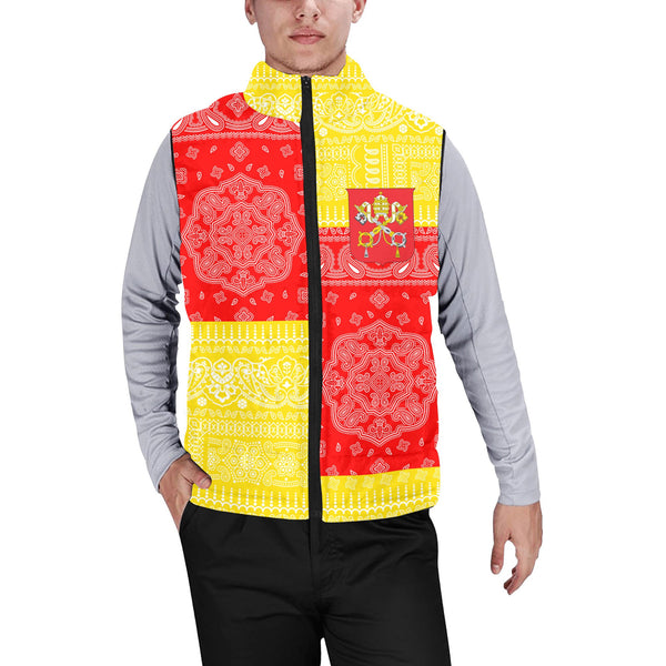 Vatican City Men Padded Jacket Vest Flag And Paisley Basic Style 1