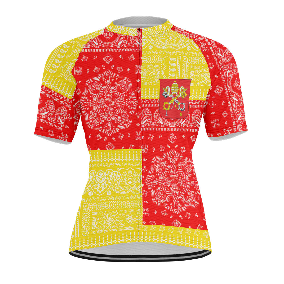 Vatican City Men Cycling Jersey Flag And Paisley Basic Style 1