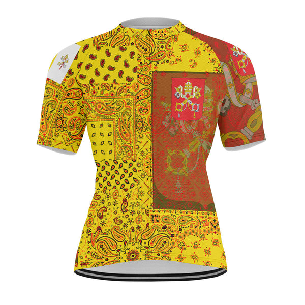 Vatican City Men Cycling Jersey Paisley Flag And Skull Style 1