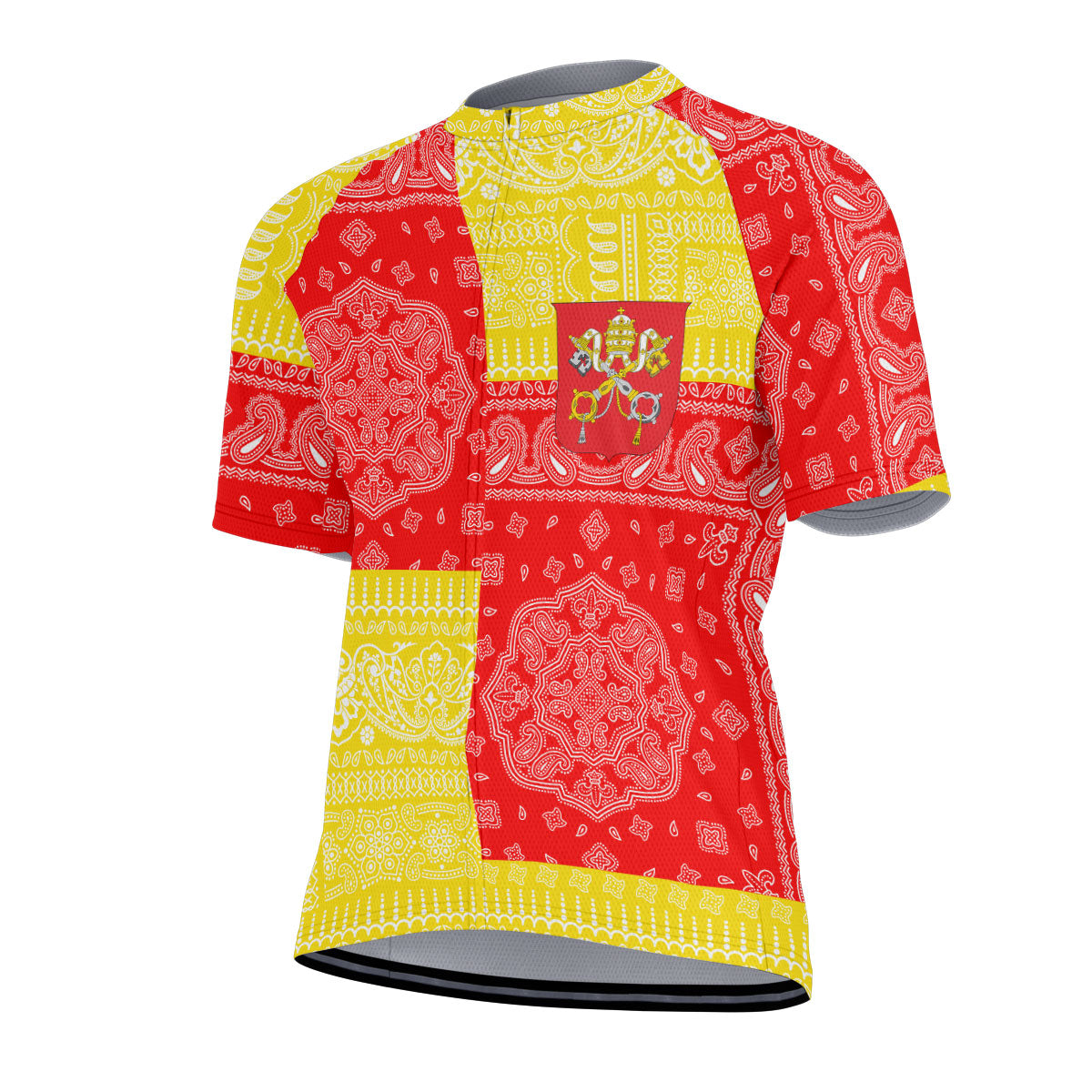 Vatican City Men Cycling Jersey Flag And Paisley Basic Style 2