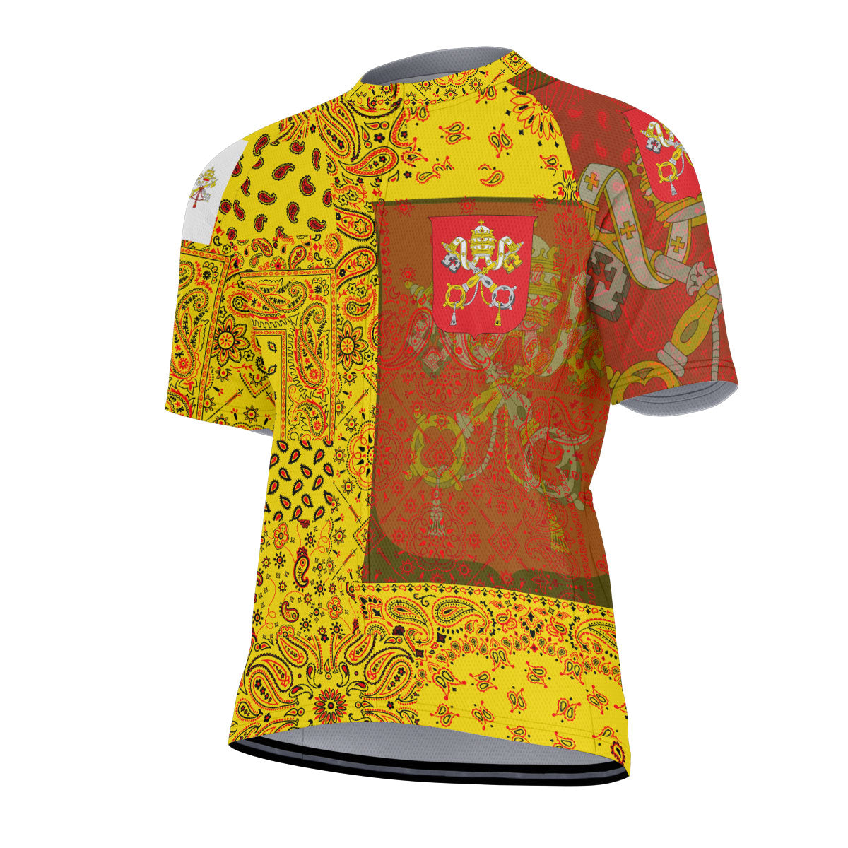 Vatican City Men Cycling Jersey Paisley Flag And Skull Style 2