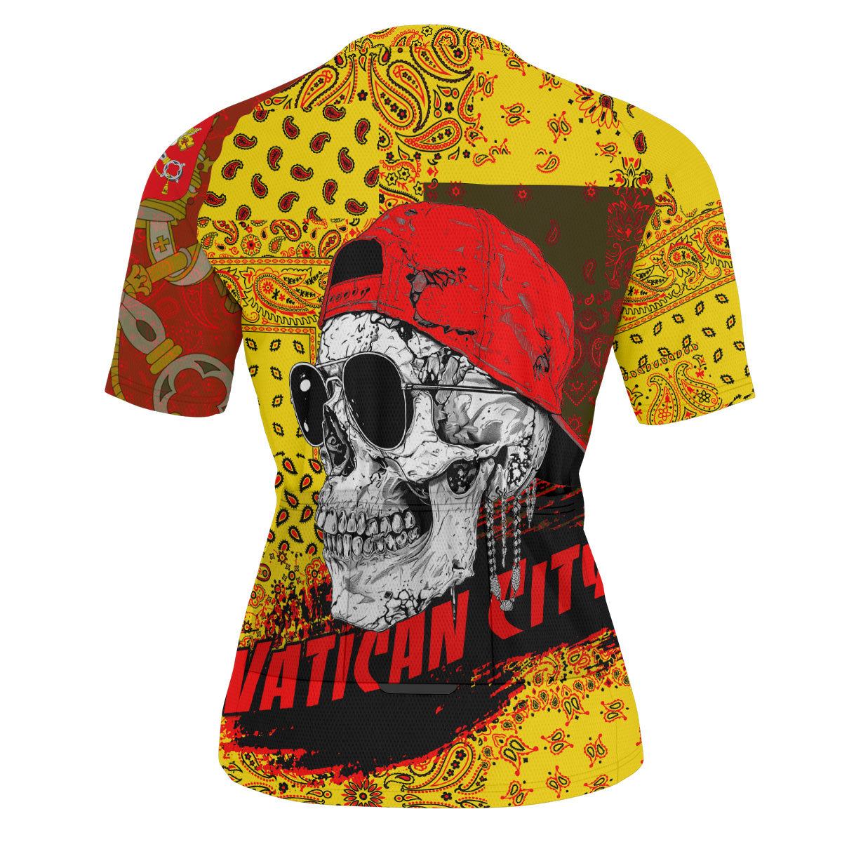 Vatican City Men Cycling Jersey Paisley Flag And Skull Style 3