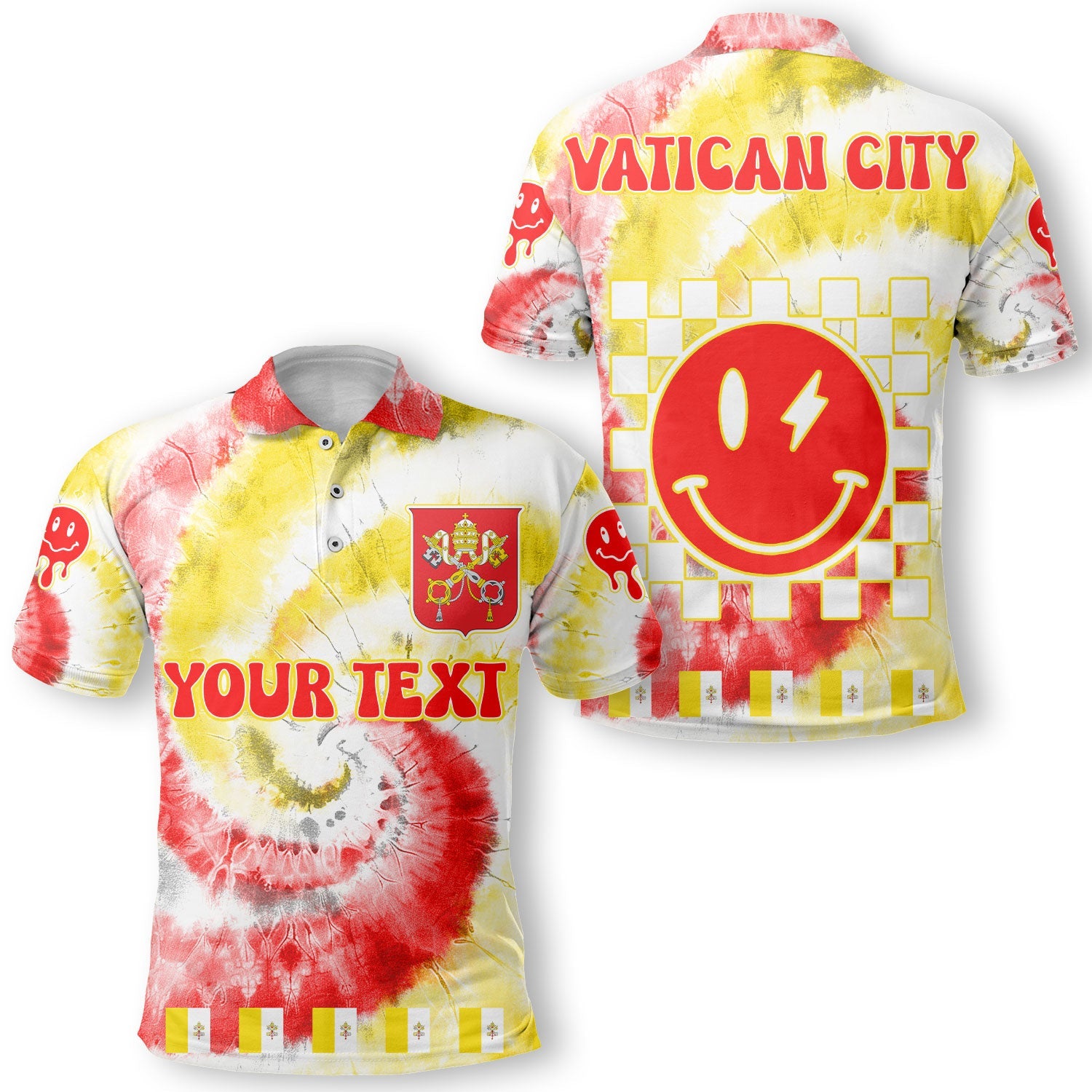 Vatican City Polo Shirt Custom Tie Dye Style 1