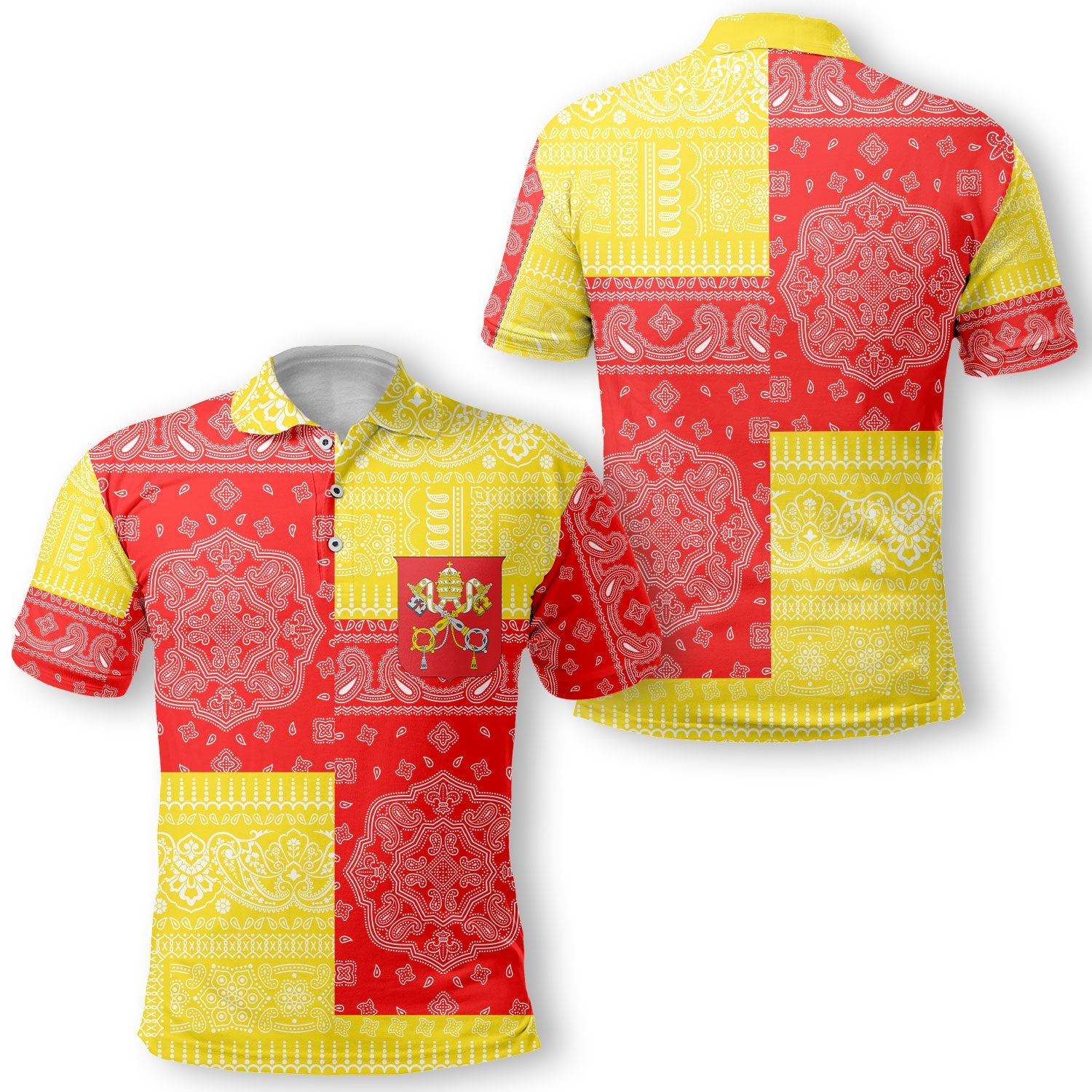 Vatican City Polo Shirt Flag And Paisley Basic Style 1