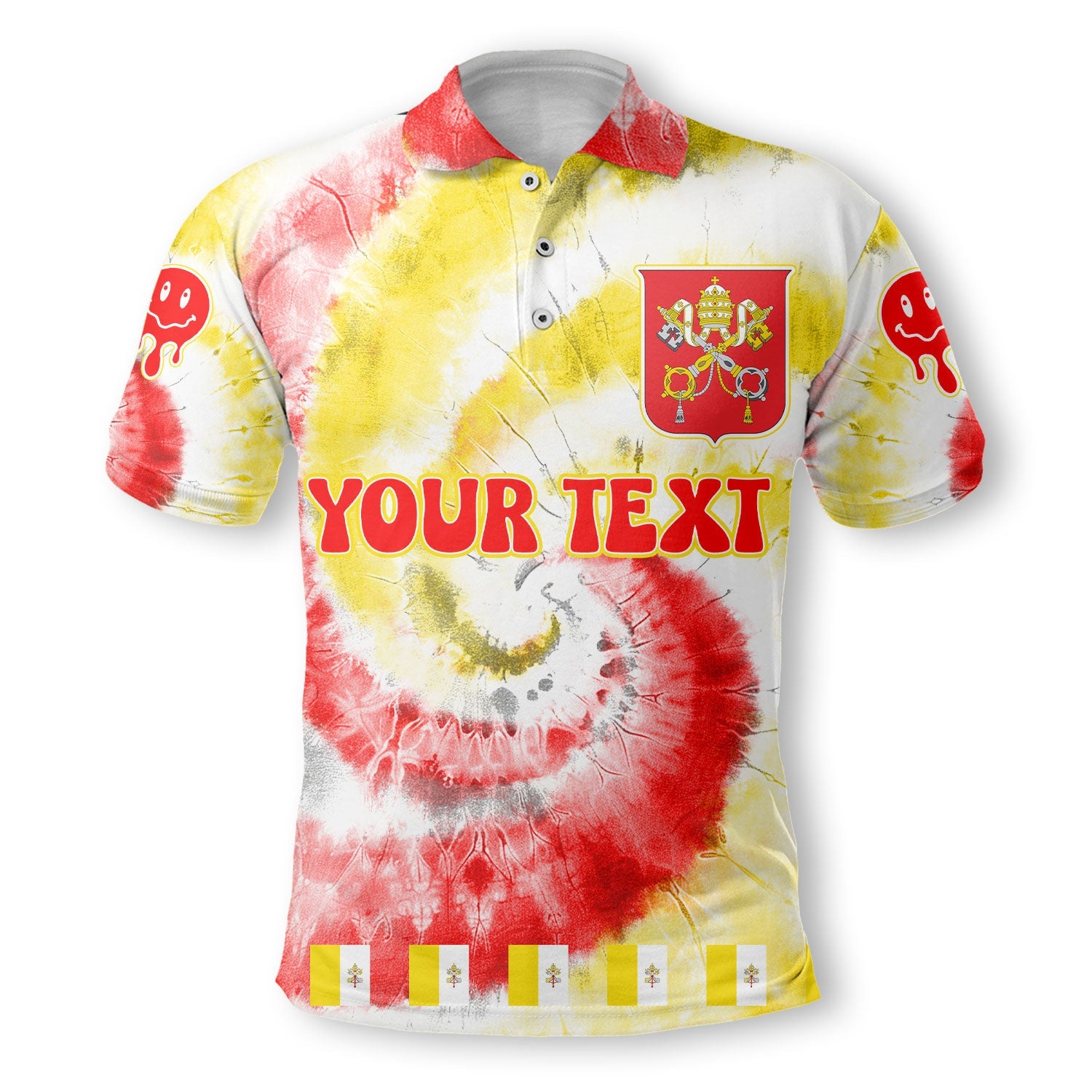 Vatican City Polo Shirt Custom Tie Dye Style 2