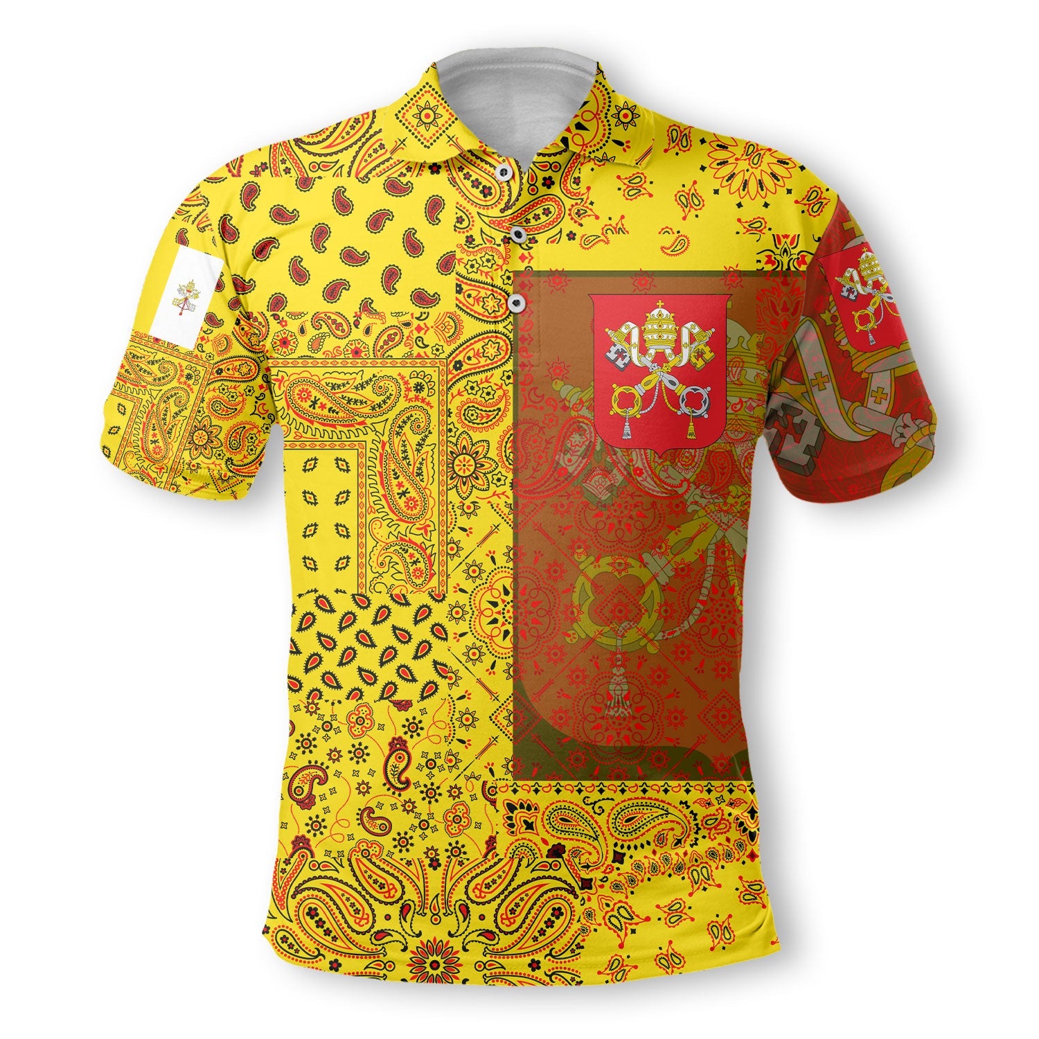 Vatican City Polo Shirt Paisley Flag And Skull Style 2