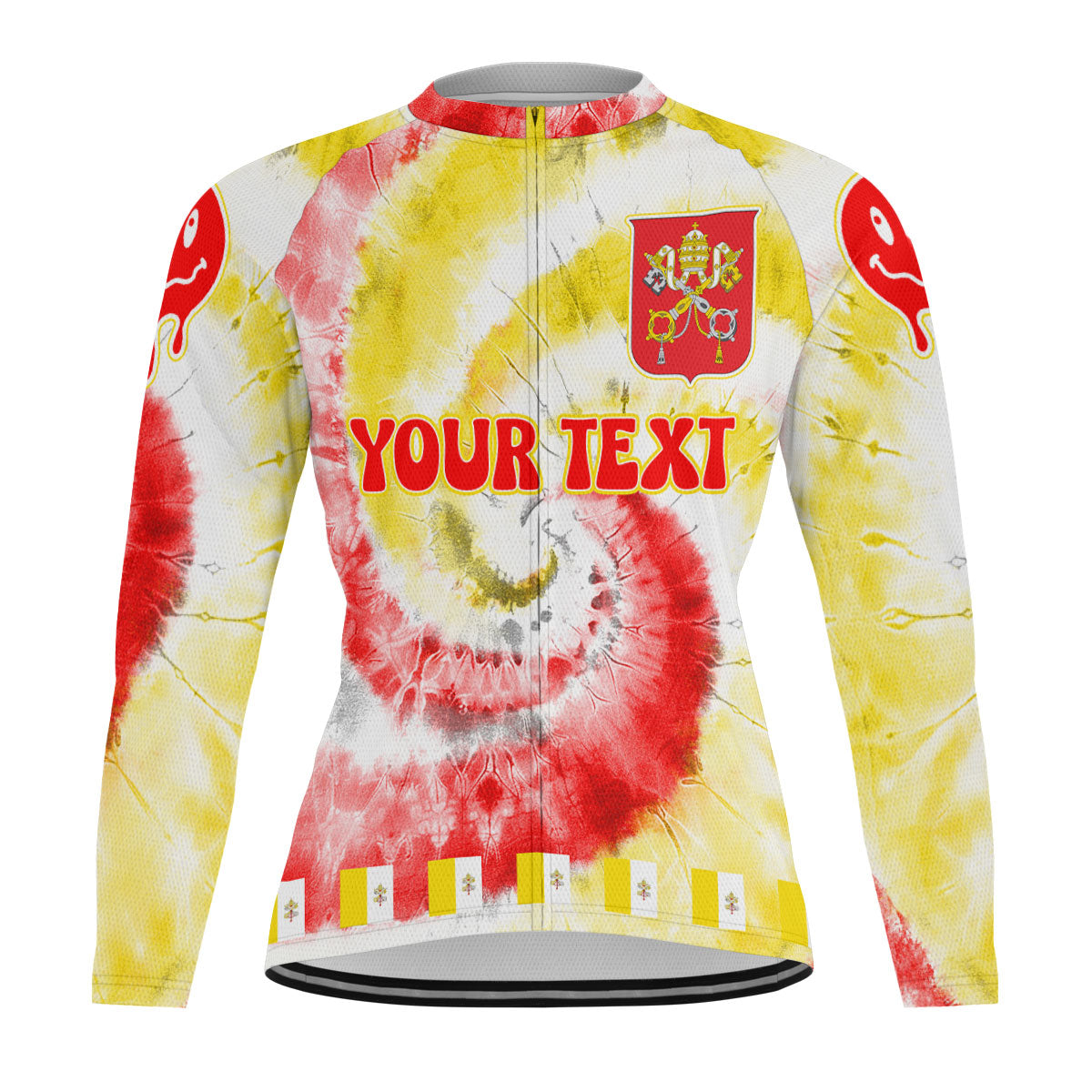 Vatican City Raglan Men Cycling Jersey Long Sleeve Custom Tie Dye Style 2