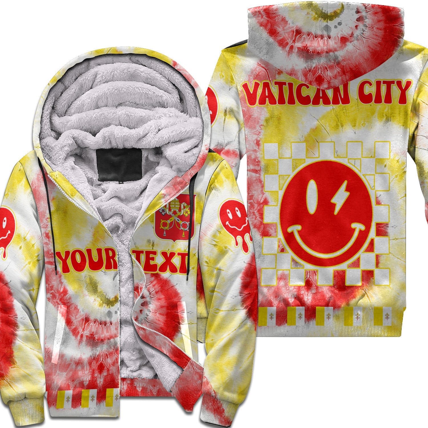 Vatican City Sherpa Hoodie Custom Tie Dye Style 1