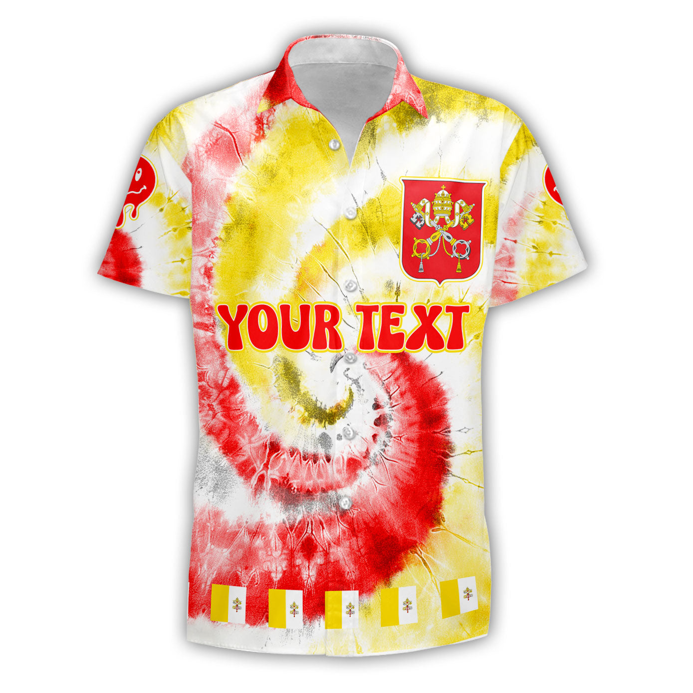 Vatican City Short Sleeve Shirt Custom Tie Dye Style 1