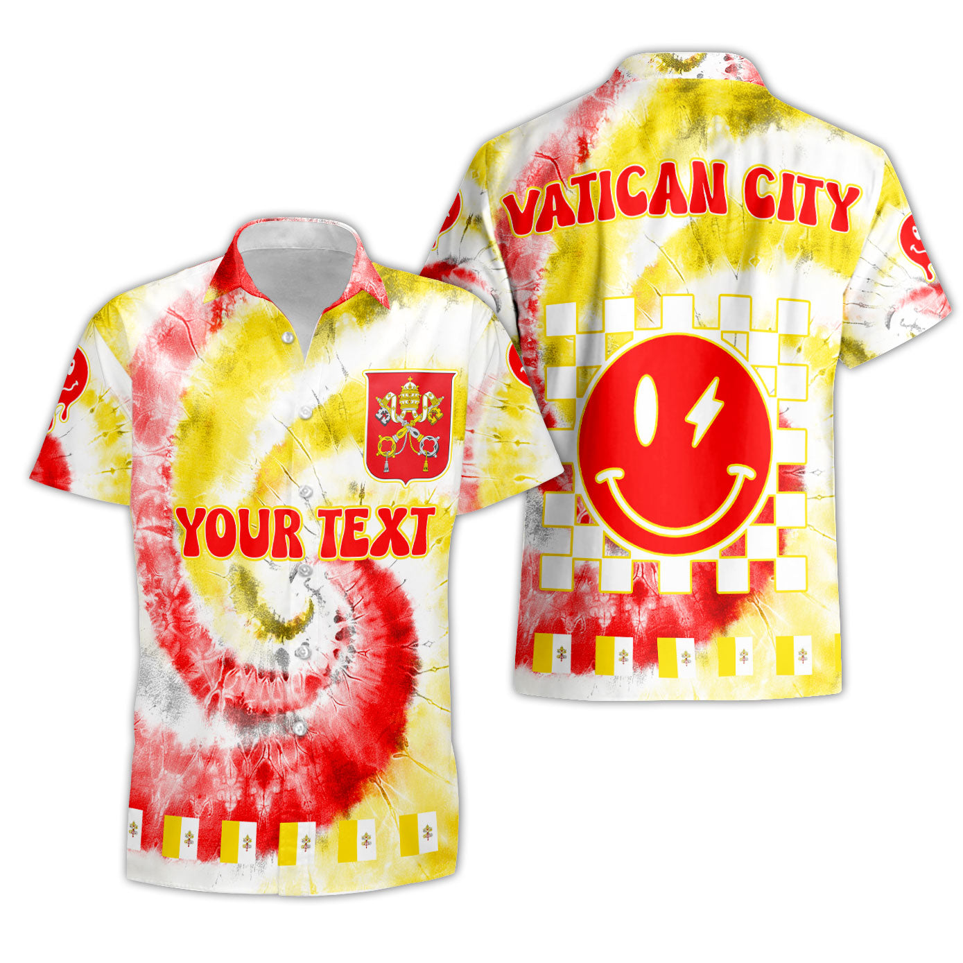 Vatican City Short Sleeve Shirt Custom Tie Dye Style 3