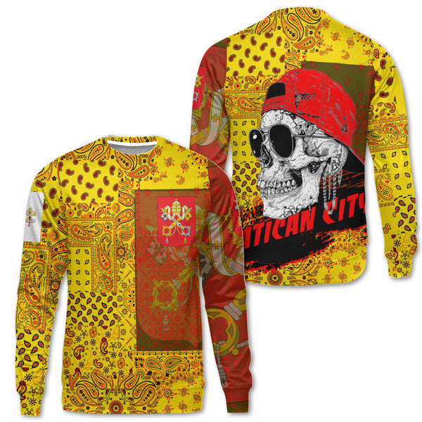 Vatican City Sweatshirt Paisley Flag And Skull Style 1