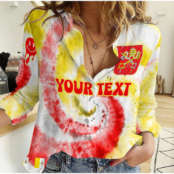 Vatican City Women Casual Shirt Custom Tie Dye Style 1