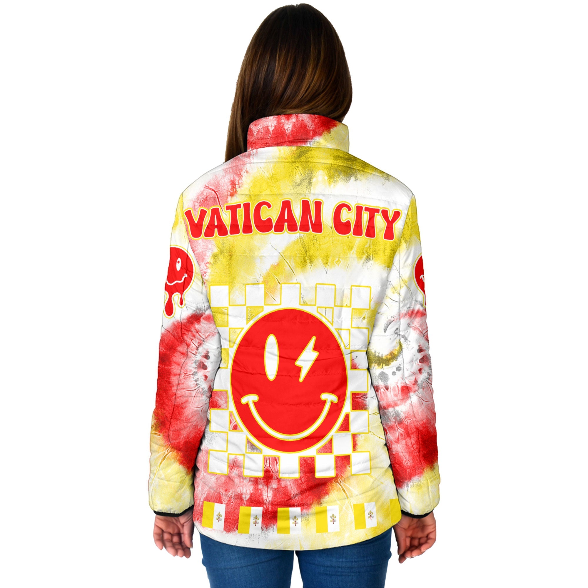 Vatican City Women Padded Jacket Custom Tie Dye Style 2