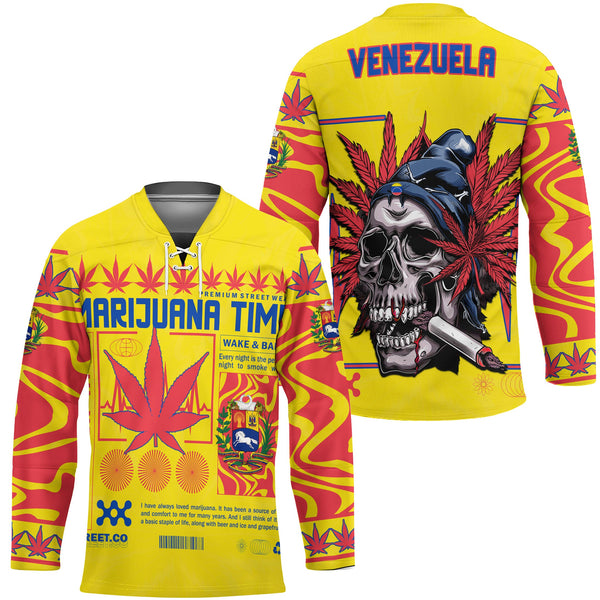 Venezuela Hockey Jersey Flag & Coat Of Arms Marijuanas Style