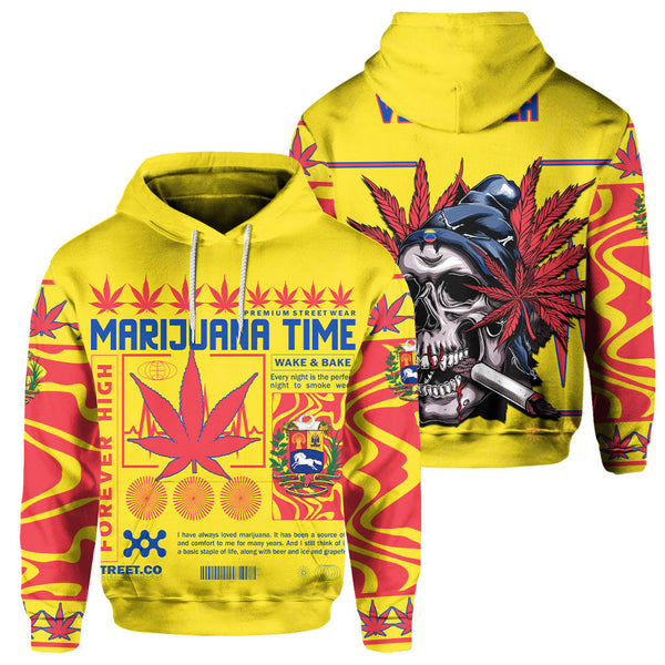 Venezuela Hoodie Flag & Coat Of Arms Marijuanas Style