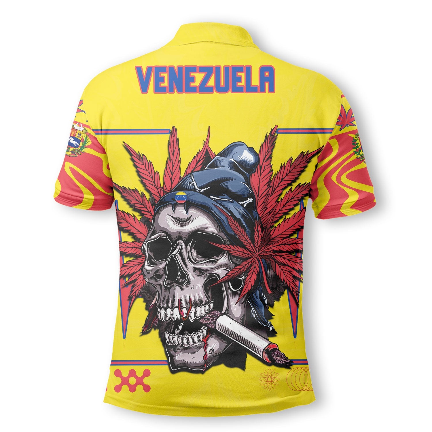 Venezuela Polo Shirt Flag & Coat Of Arms Marijuanas Style