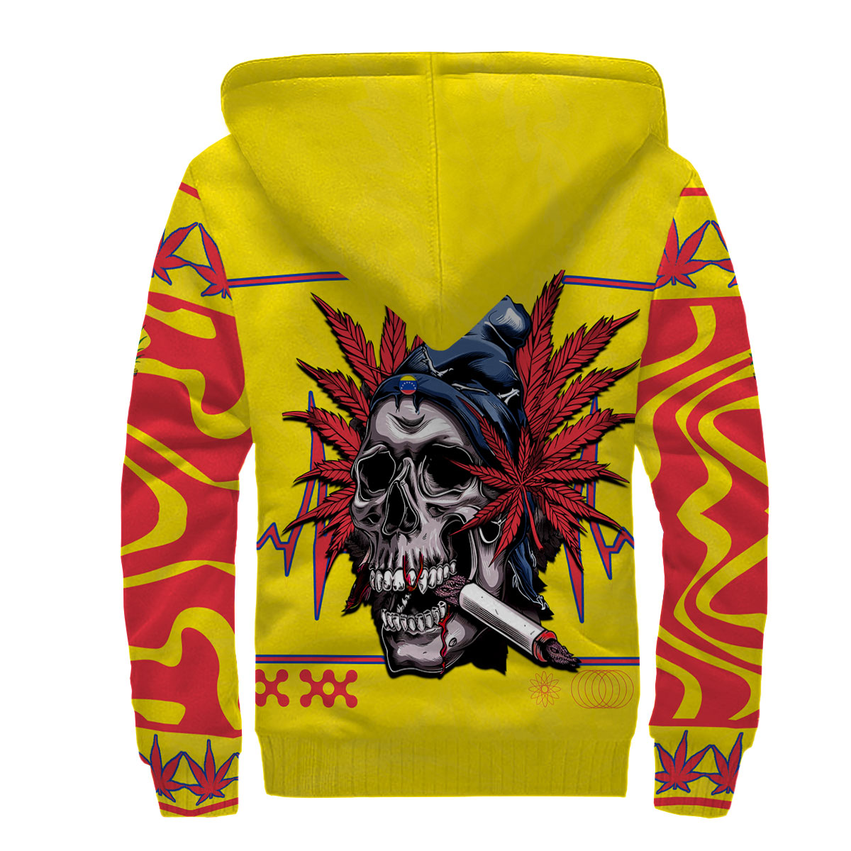 Venezuela Sherpa Hoodie Flag & Coat Of Arms Marijuanas Style