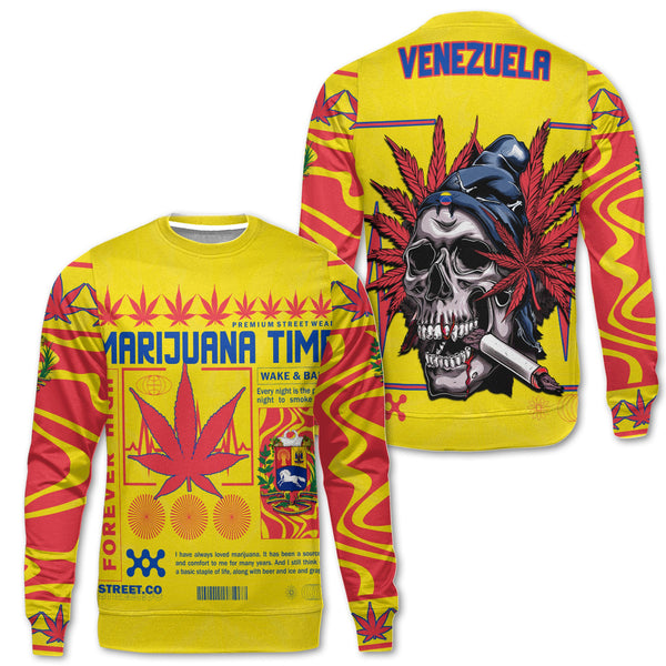 Venezuela Sweatshirt Flag & Coat Of Arms Marijuanas Style