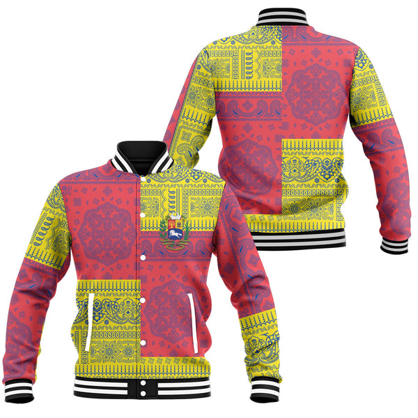 Venezuela Baseball Jacket Flag And Paisley Basic Style 1