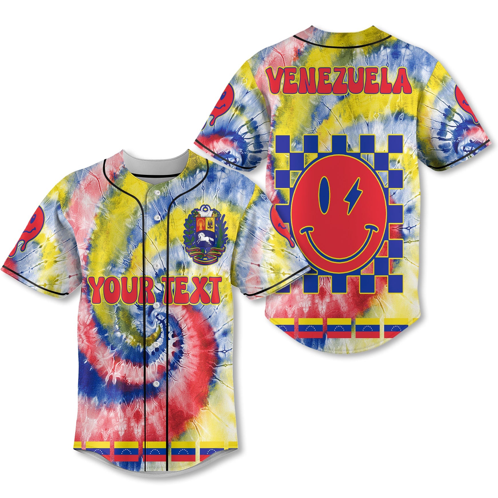 Venezuela Baseball Jersey Custom Tie Dye Style 1