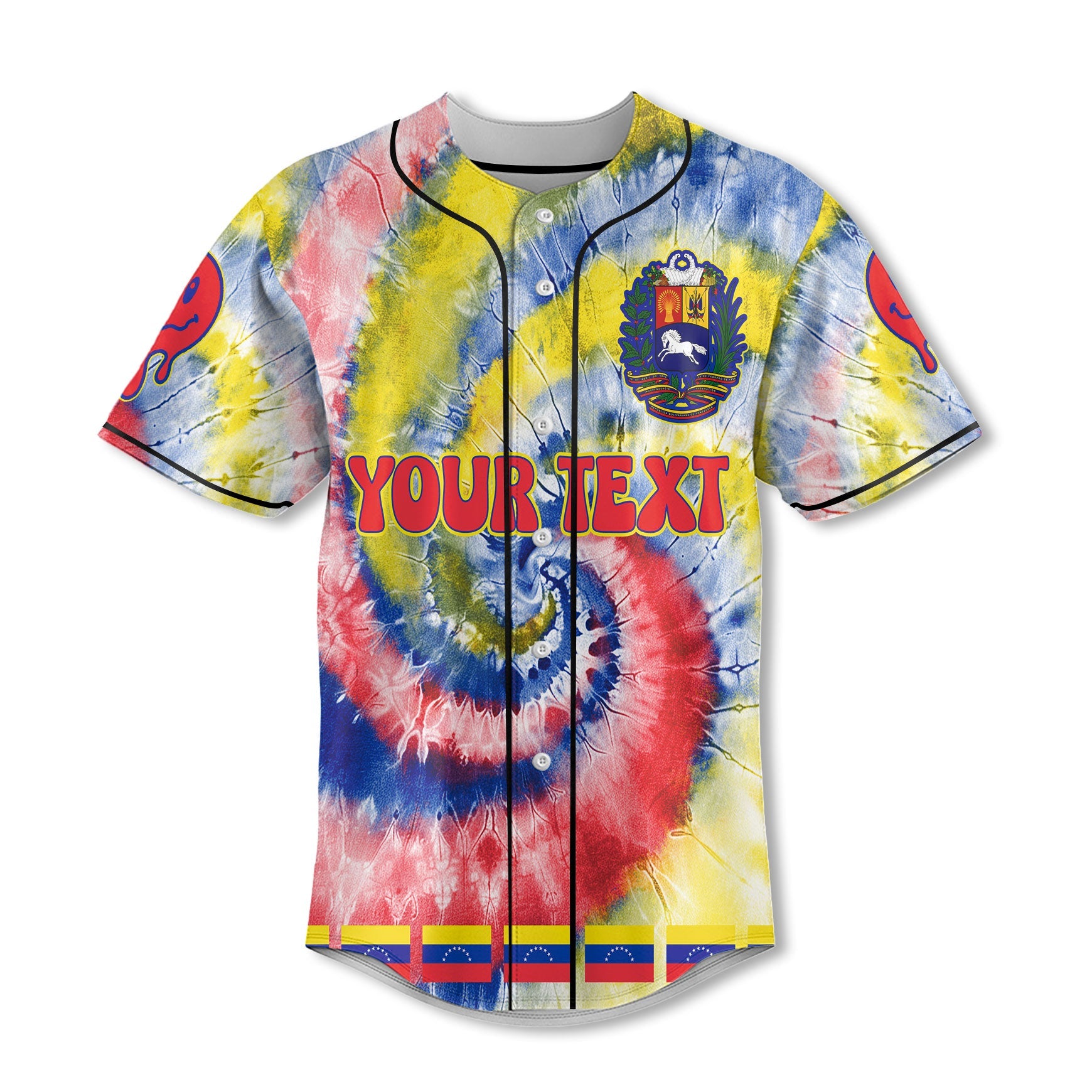 Venezuela Baseball Jersey Custom Tie Dye Style 2