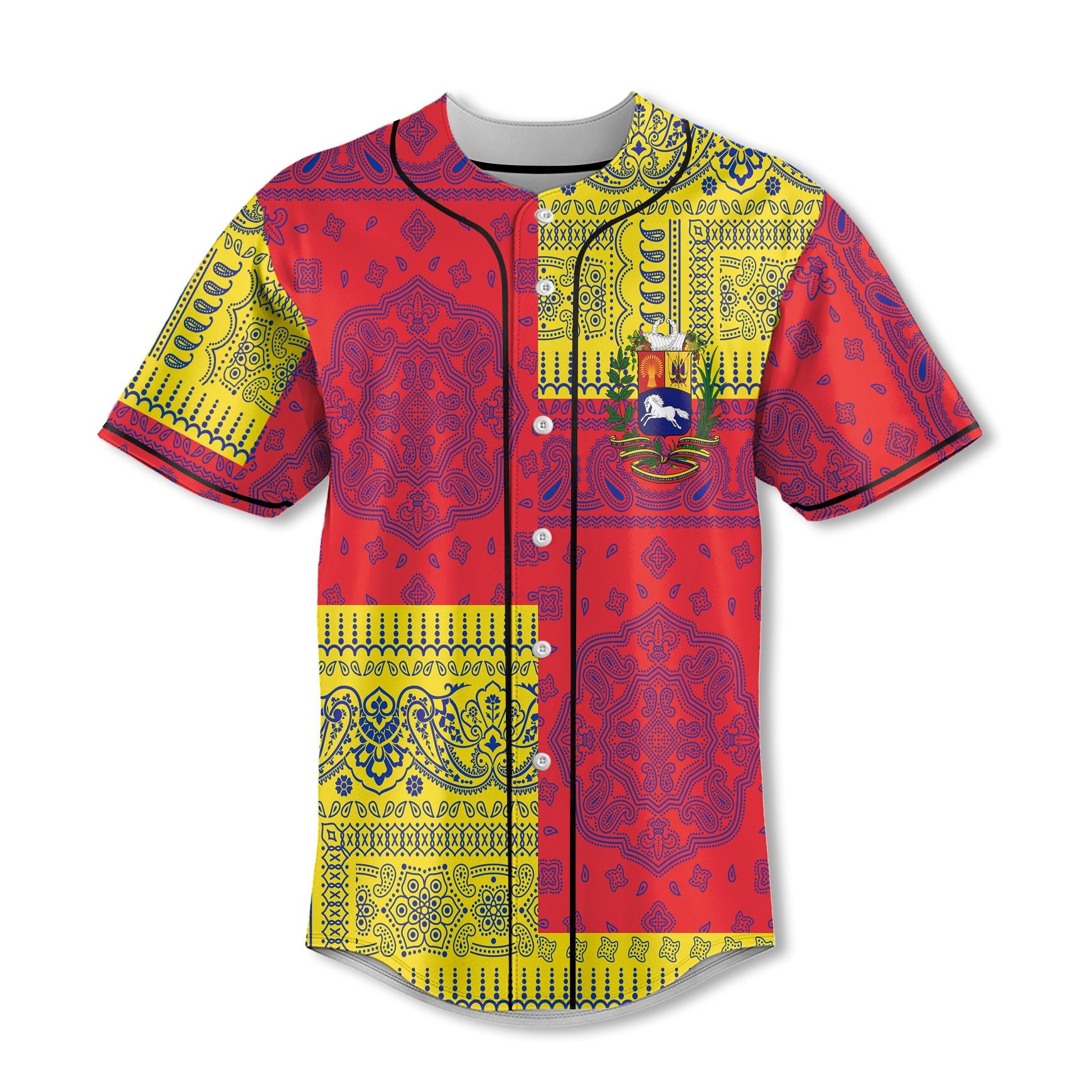 Venezuela Baseball Jersey Flag And Paisley Basic Style 2