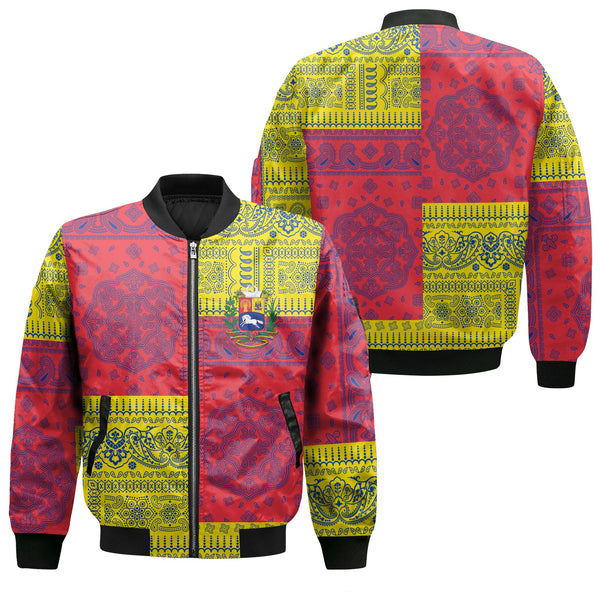 Venezuela Bomber Jacket Flag And Paisley Basic Style 1