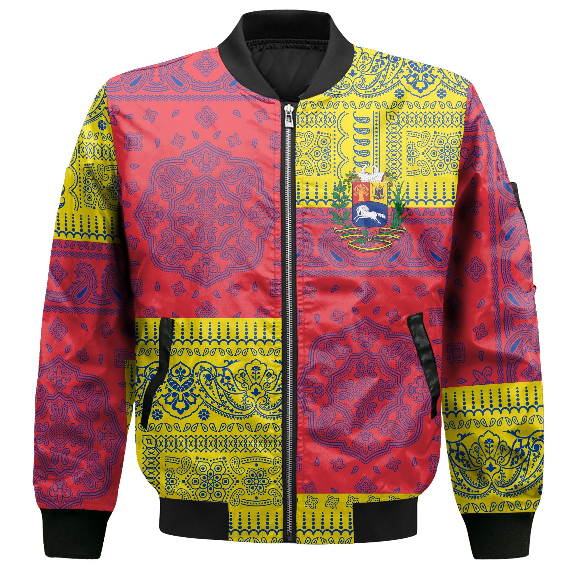 Venezuela Bomber Jacket Flag And Paisley Basic Style 2