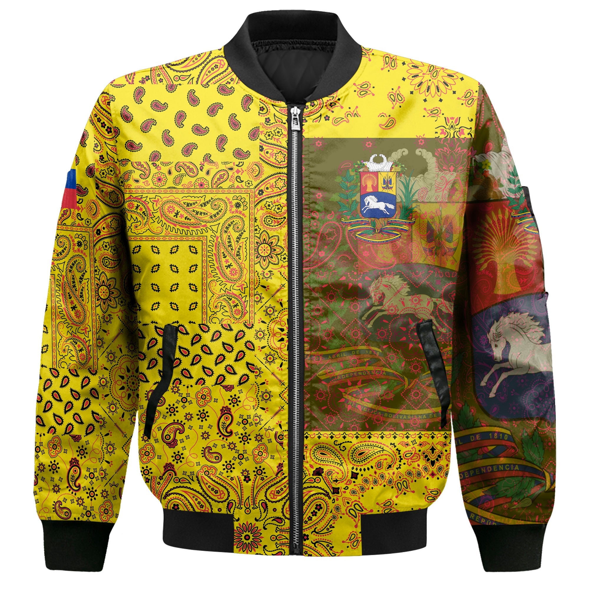 Venezuela Bomber Jacket Paisley Flag And Skull Style 2