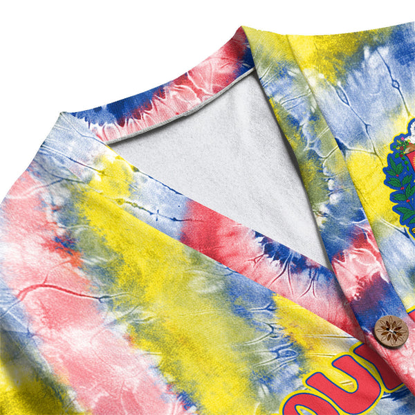 Venezuela Fleece Cardigan Custom Tie Dye Style 1