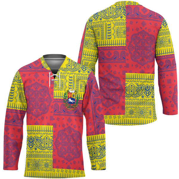 Venezuela Hockey Jersey Flag And Paisley Basic Style 1