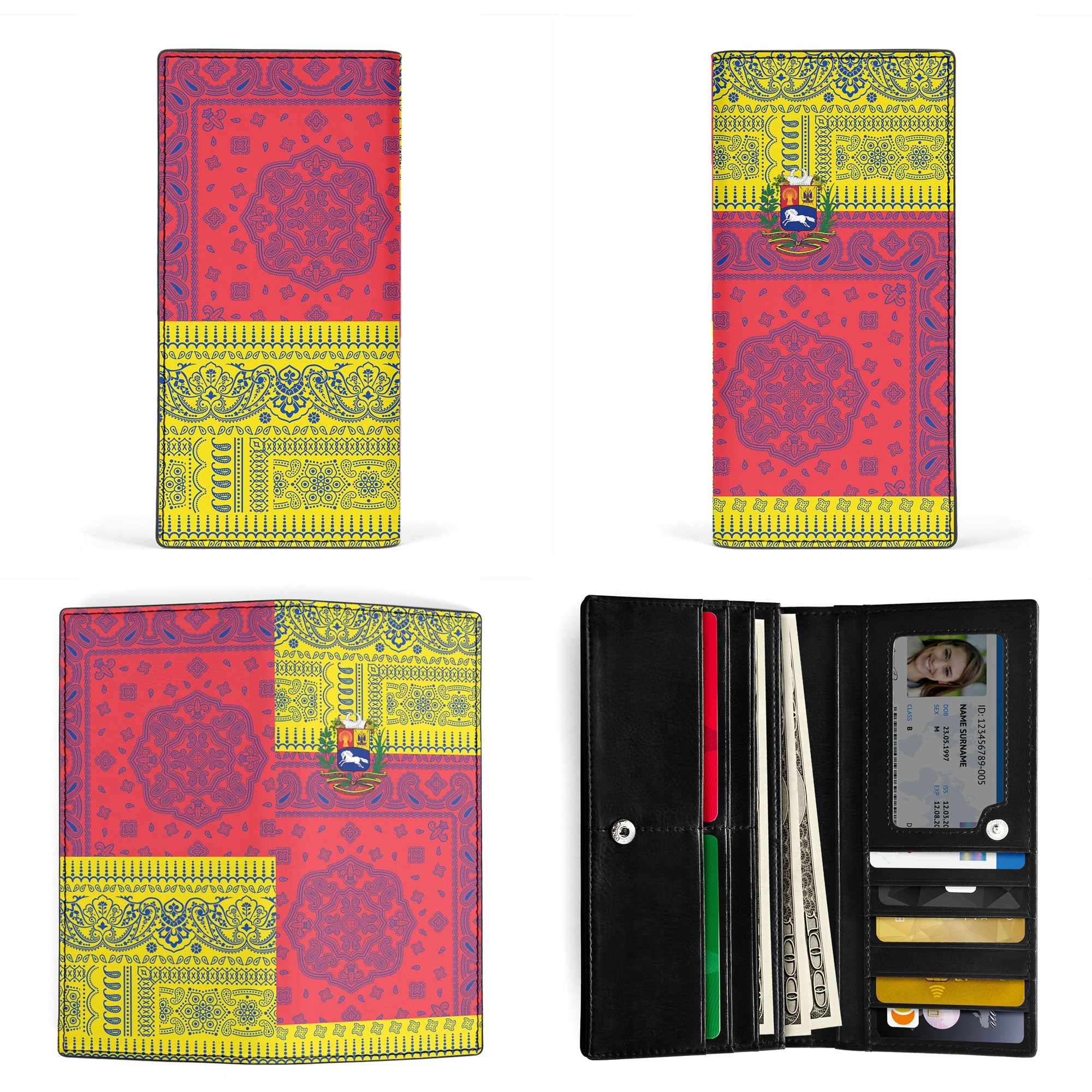 Venezuela Leather Wallet Flag And Paisley Basic Style 3