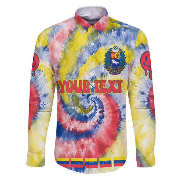 Venezuela Long Sleeve Button Shirt Custom Tie Dye Style 1