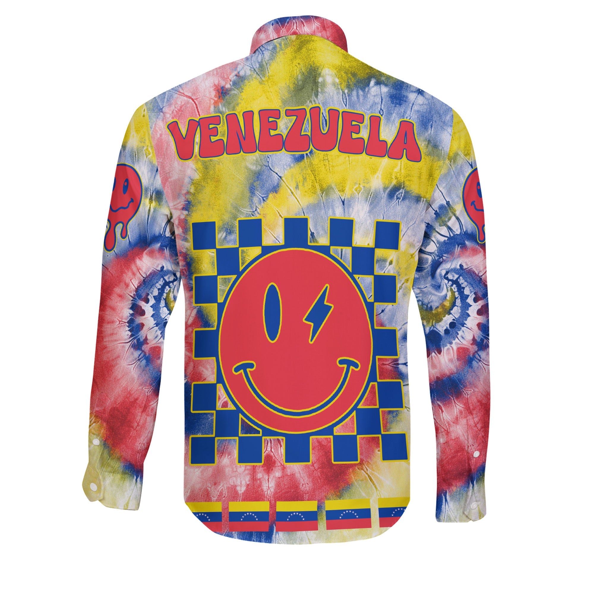 Venezuela Long Sleeve Button Shirt Custom Tie Dye Style 2