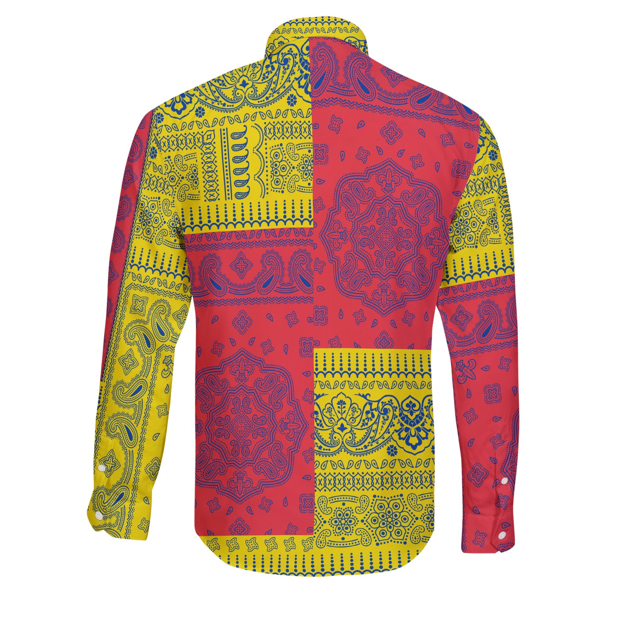 Venezuela Long Sleeve Button Shirt Flag And Paisley Basic Style 2