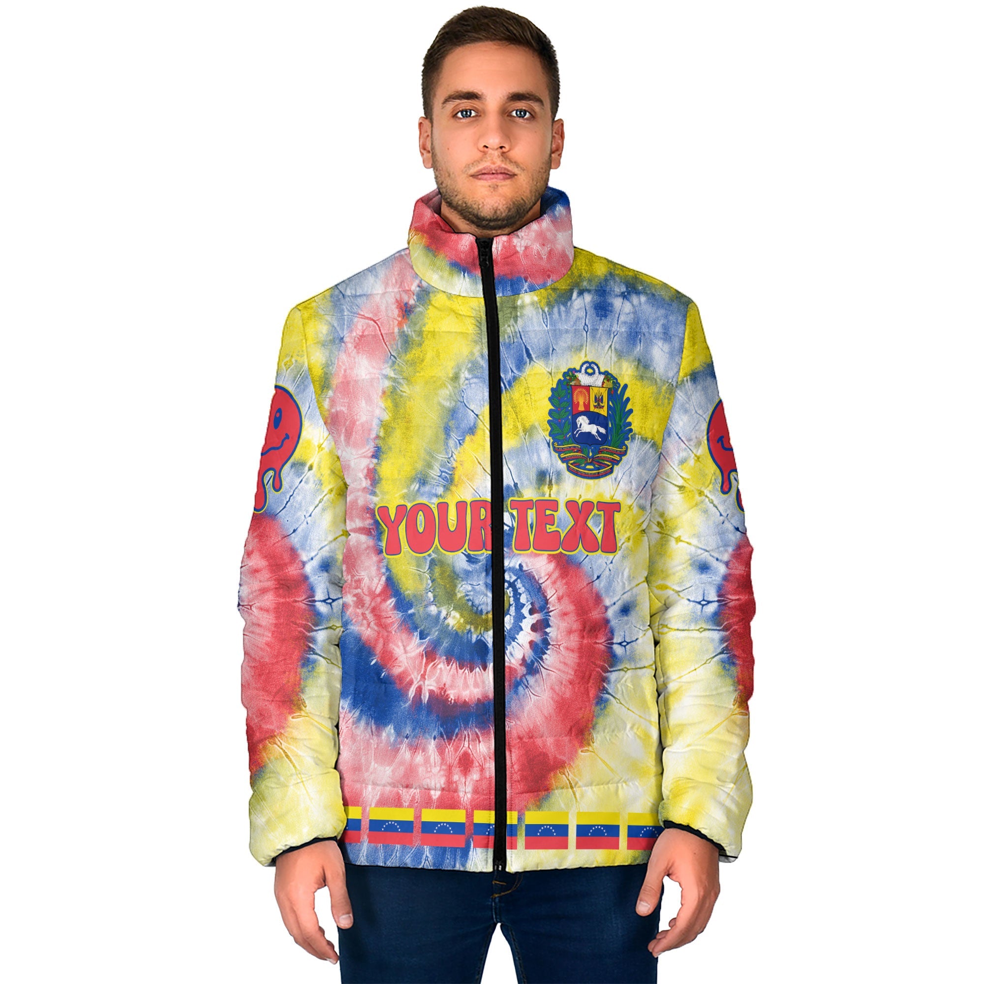 Venezuela Men Padded Jacket Custom Tie Dye Style 1