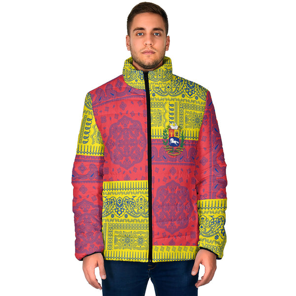 Venezuela Men Padded Jacket Flag And Paisley Basic Style 1