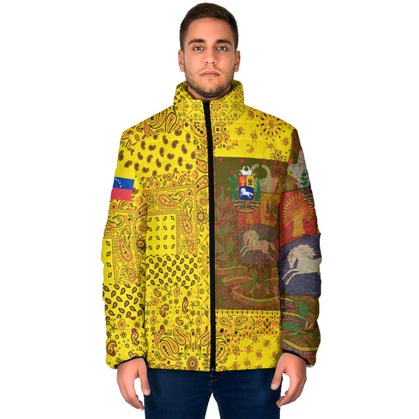 Venezuela Men Padded Jacket Paisley Flag And Skull Style 1