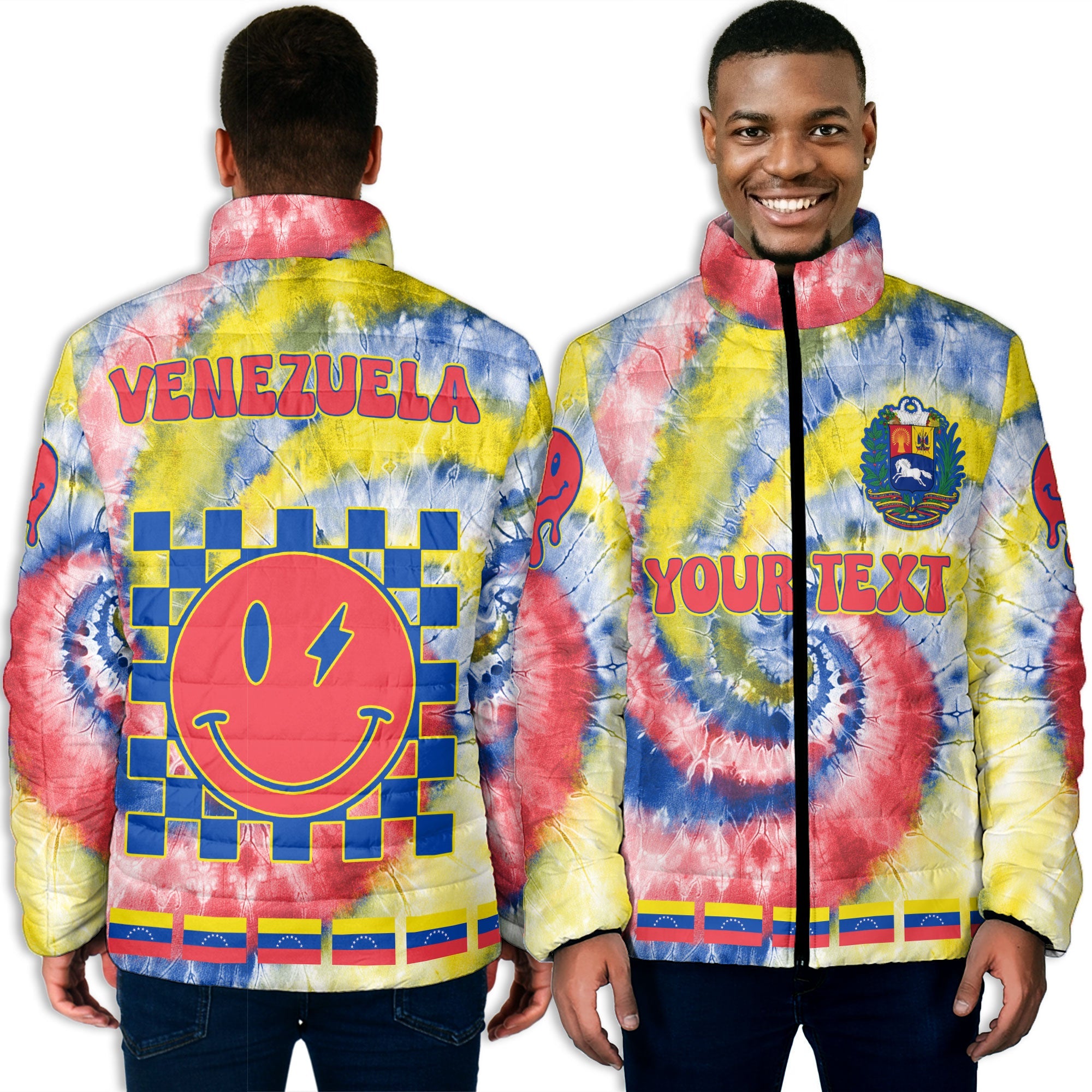 Venezuela Men Padded Jacket Custom Tie Dye Style 3