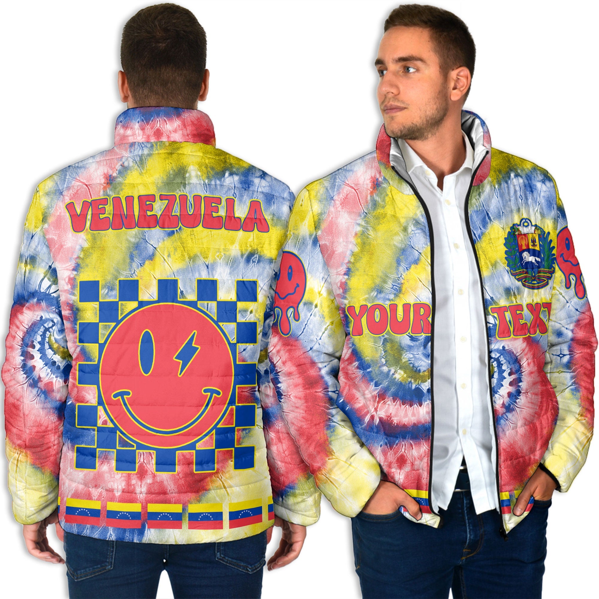 Venezuela Men Padded Jacket Custom Tie Dye Style 4