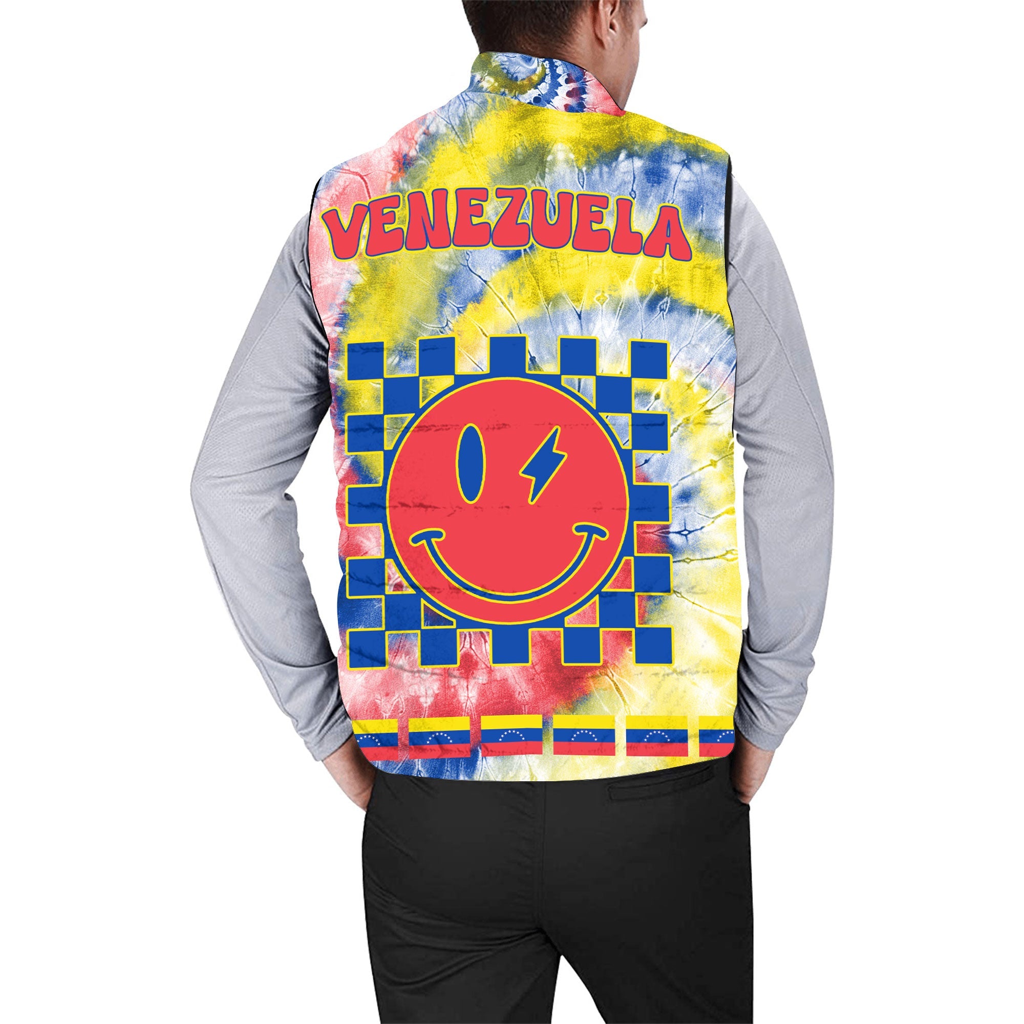 Venezuela Men Padded Jacket Vest Custom Tie Dye Style 2