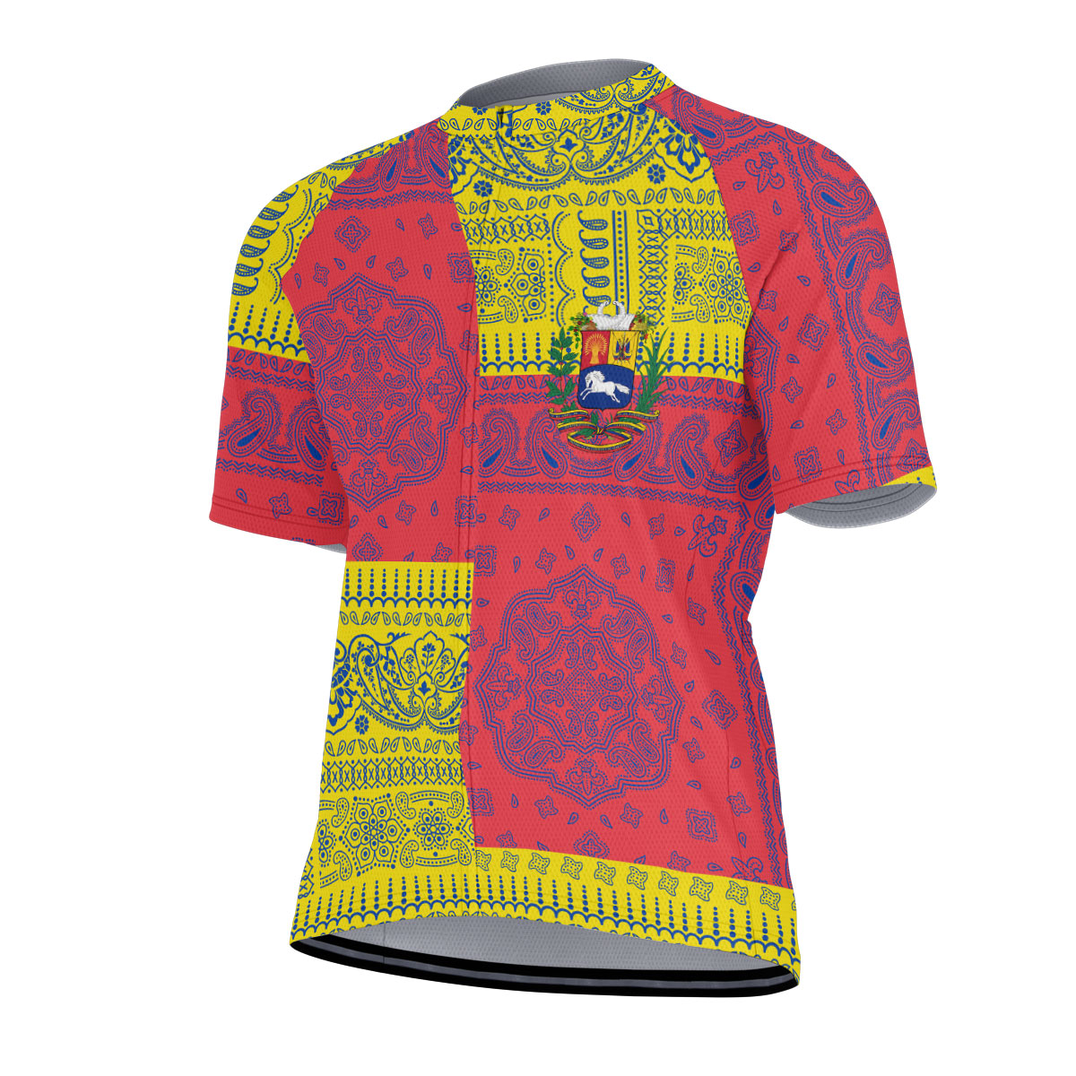 Venezuela Men Cycling Jersey Flag And Paisley Basic Style 2