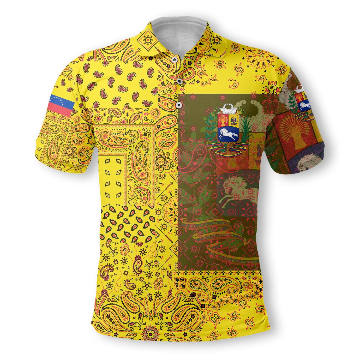 Venezuela Polo Shirt Paisley Flag And Skull Style 2