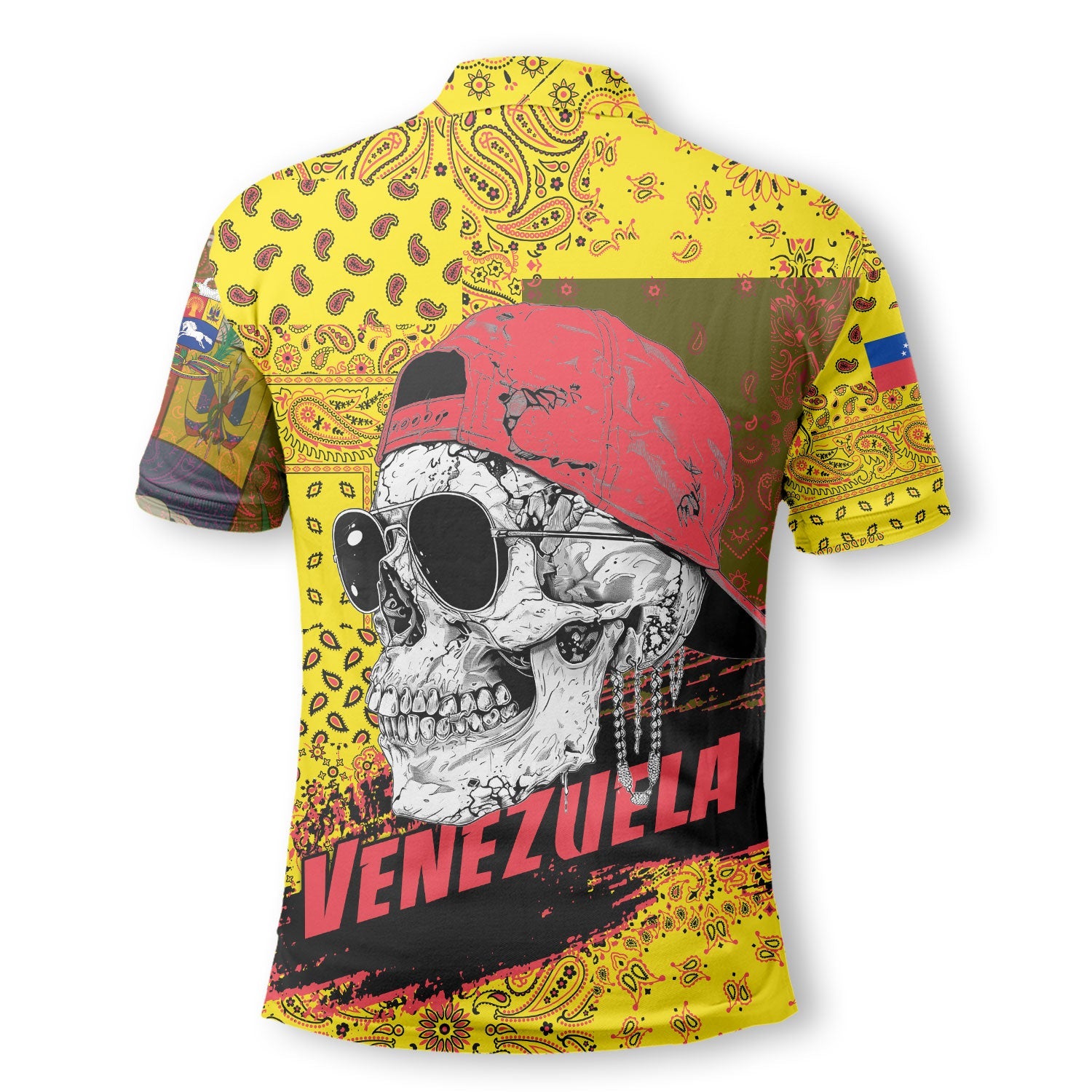 Venezuela Polo Shirt Paisley Flag And Skull Style 3