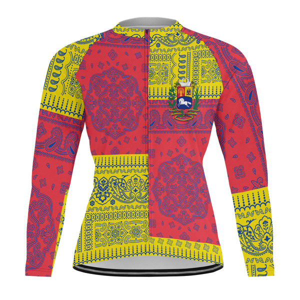 Venezuela Raglan Men Cycling Jersey Long Sleeve Flag And Paisley Basic Style 1