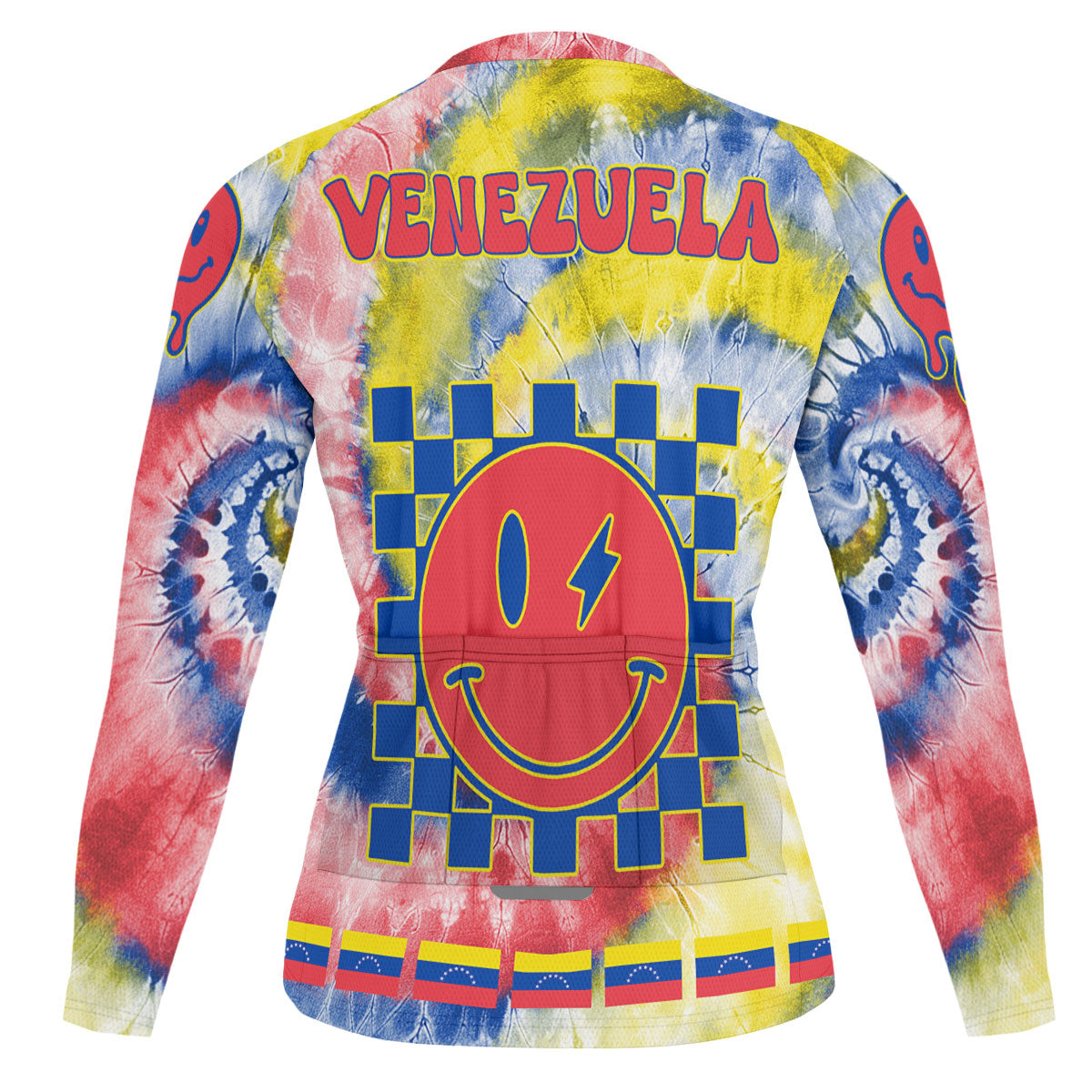 Venezuela Raglan Men Cycling Jersey Long Sleeve Custom Tie Dye Style 1