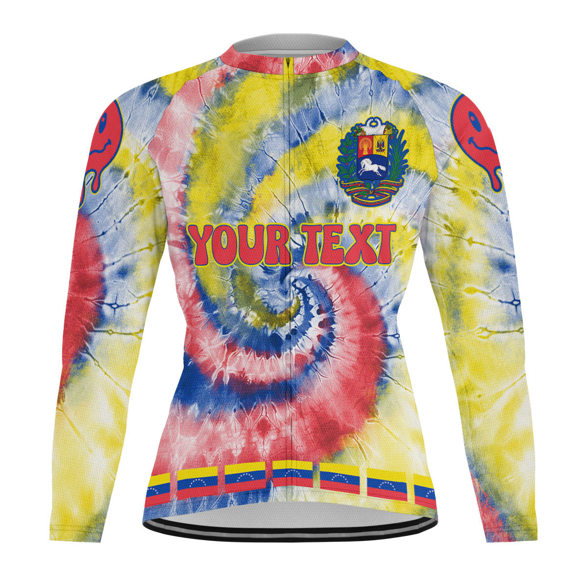 Venezuela Raglan Men Cycling Jersey Long Sleeve Custom Tie Dye Style 2