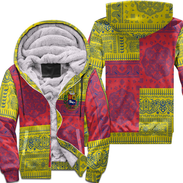 Venezuela Sherpa Hoodie Flag And Paisley Basic Style 1